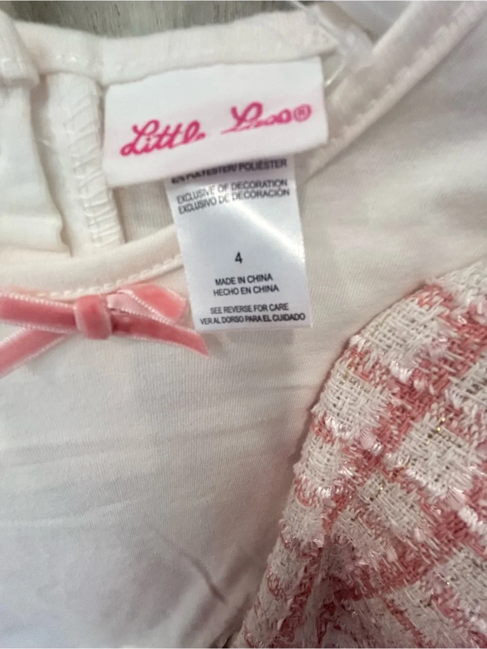 Pink & White Tweed jacket and jeans Set with White Ruffle Top - Picture 5 of 6